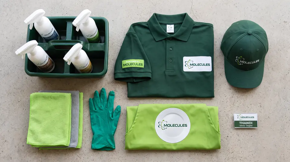 Co-branded uniform, cap, apron and caddy