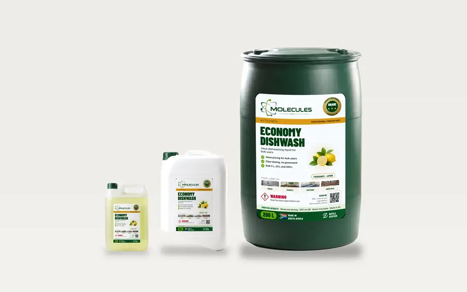 Molecules Economy Dishwashing Liquid 5 L, 20 L and 200 L bulk packs
