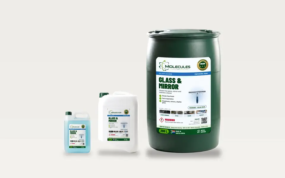 Molecules Glass & Mirror Cleaner 5 L, 20 L and 200 L bulk packs