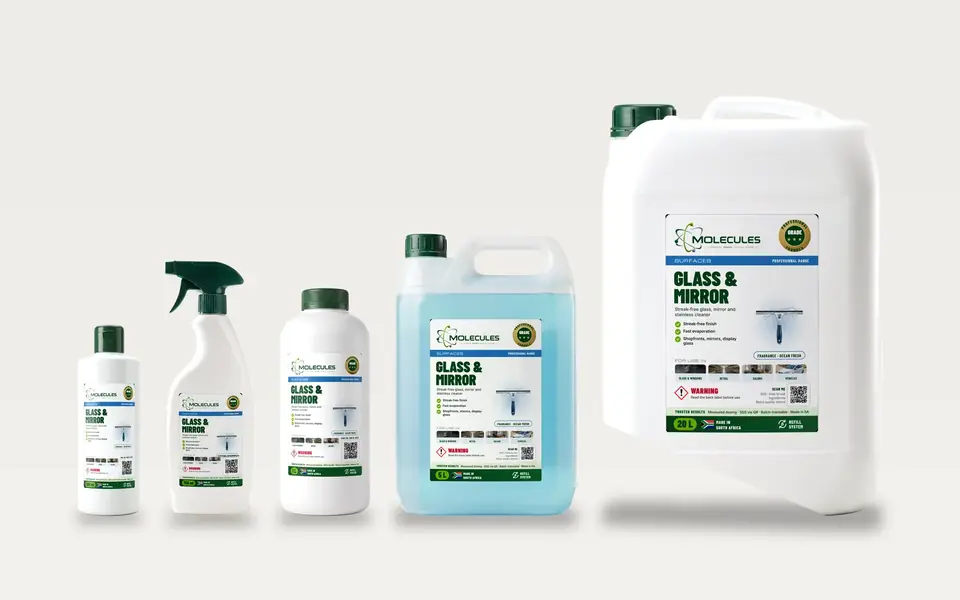 Molecules Glass & Mirror Cleaner in every pack size