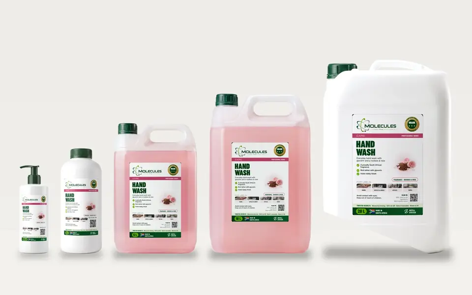 Molecules Hand Wash Rooibos & Rose in every pack size